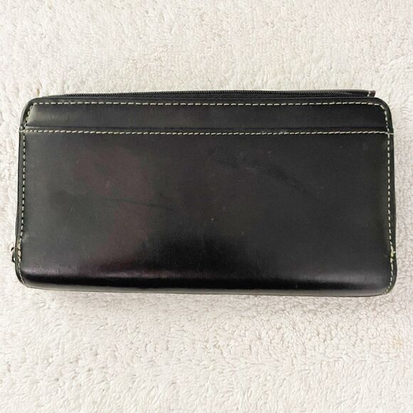 Dopp Black Leather Wallet Silver Snap Designer Old Money Chic - Picture 2 of 15